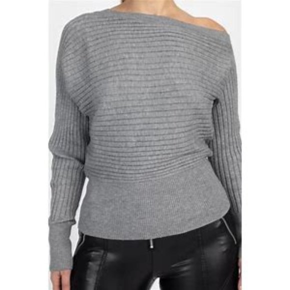 Ribbed Knit Slouch Shoulder Sweater - Picture 8 of 8